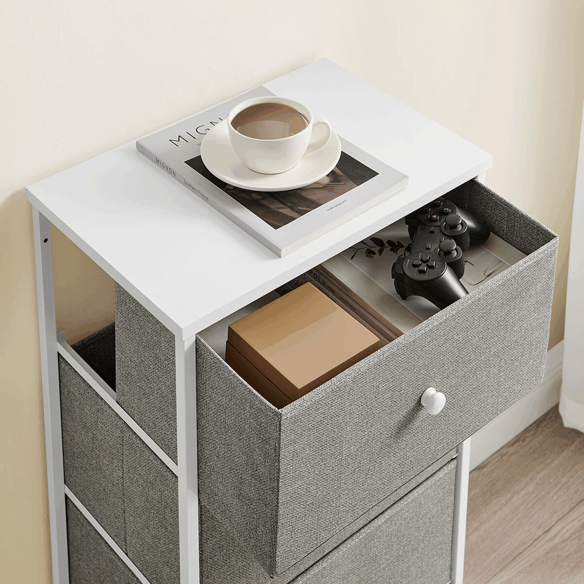 Komoda látková AUK-E1031 Biela