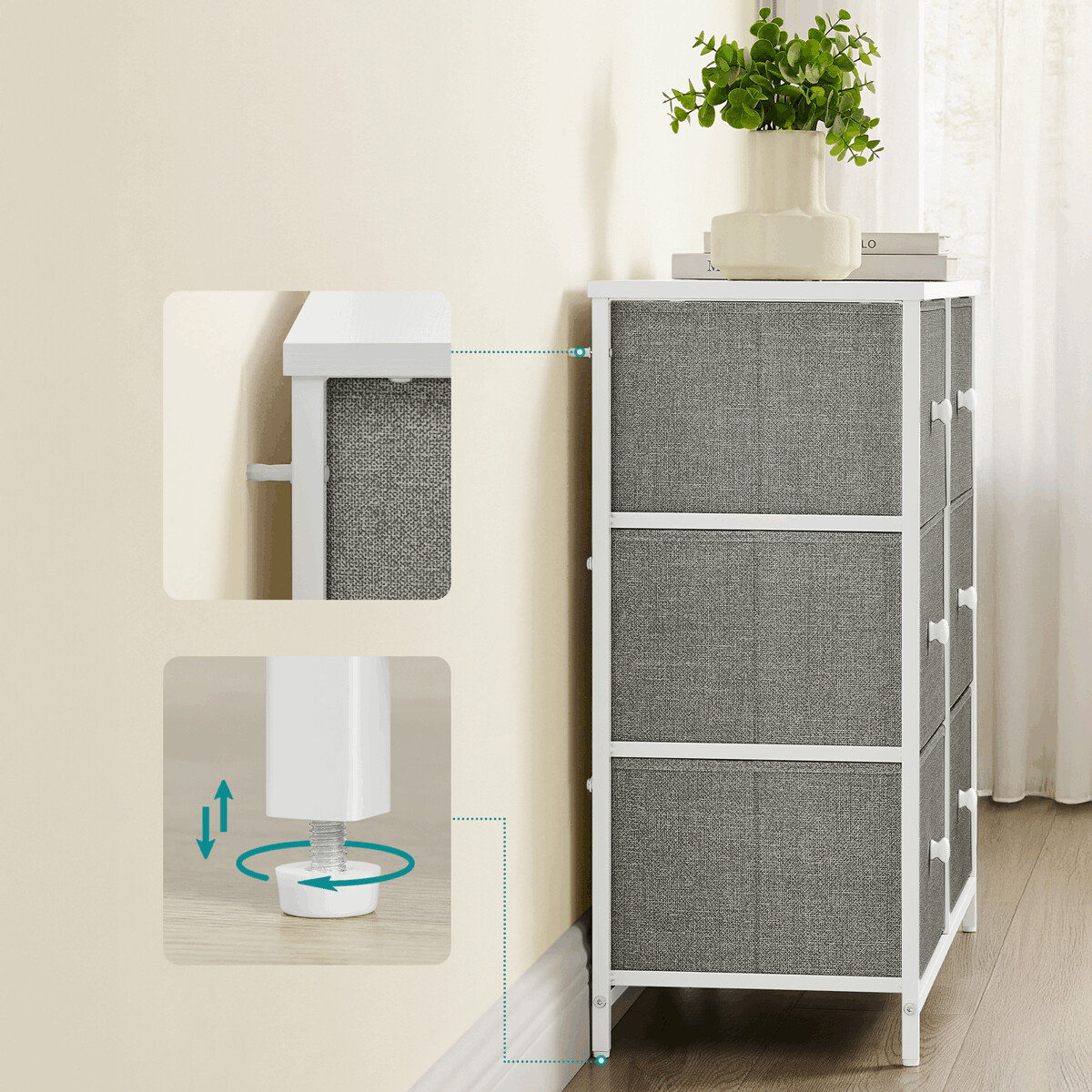 Komoda látková AUK-E1032 Biela