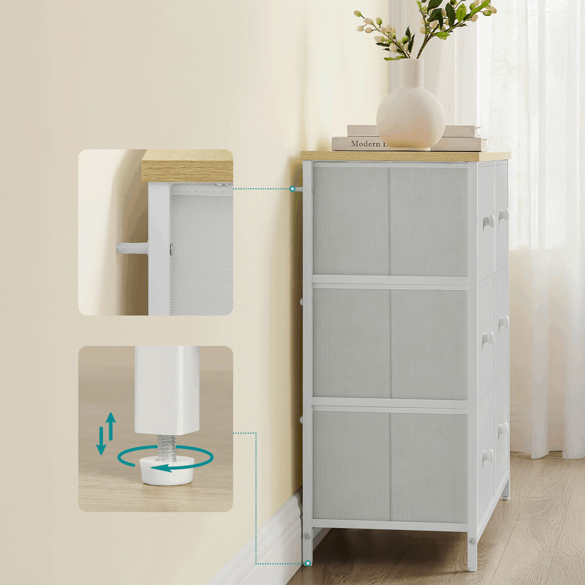 Komoda látková AUK-E1032 Biela