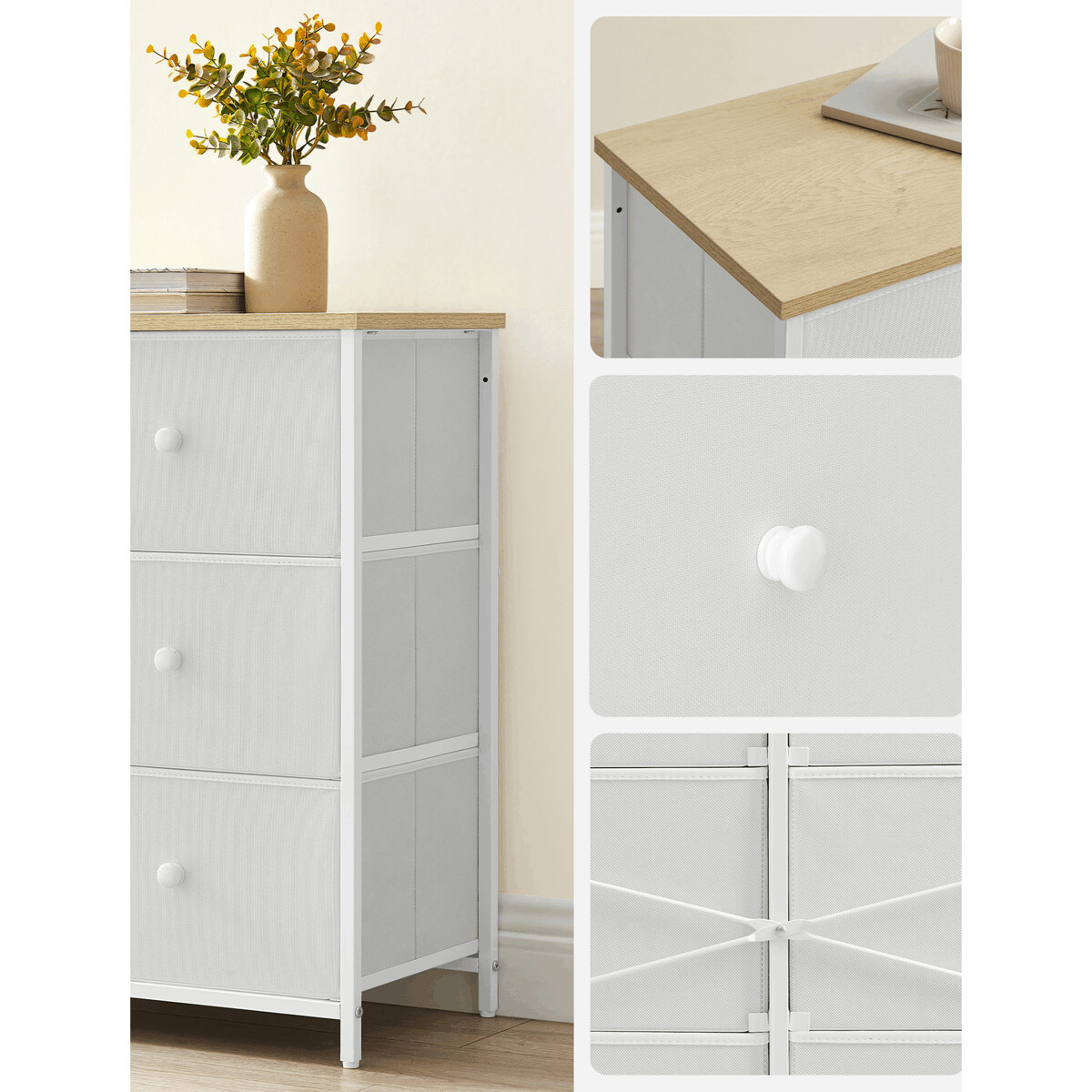 Komoda látková AUK-E1032 Biela