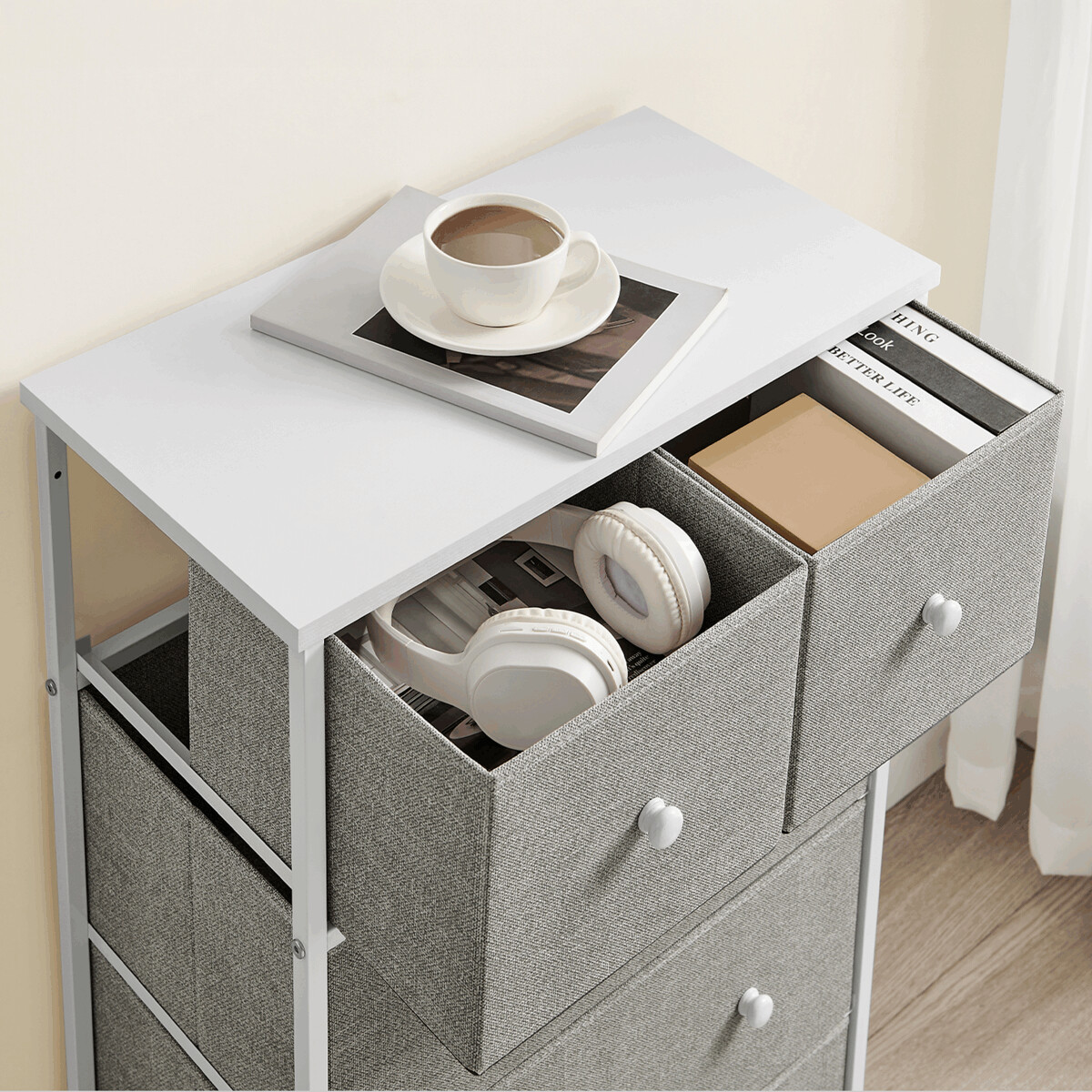 Komoda látková AUK-E1051 Biela