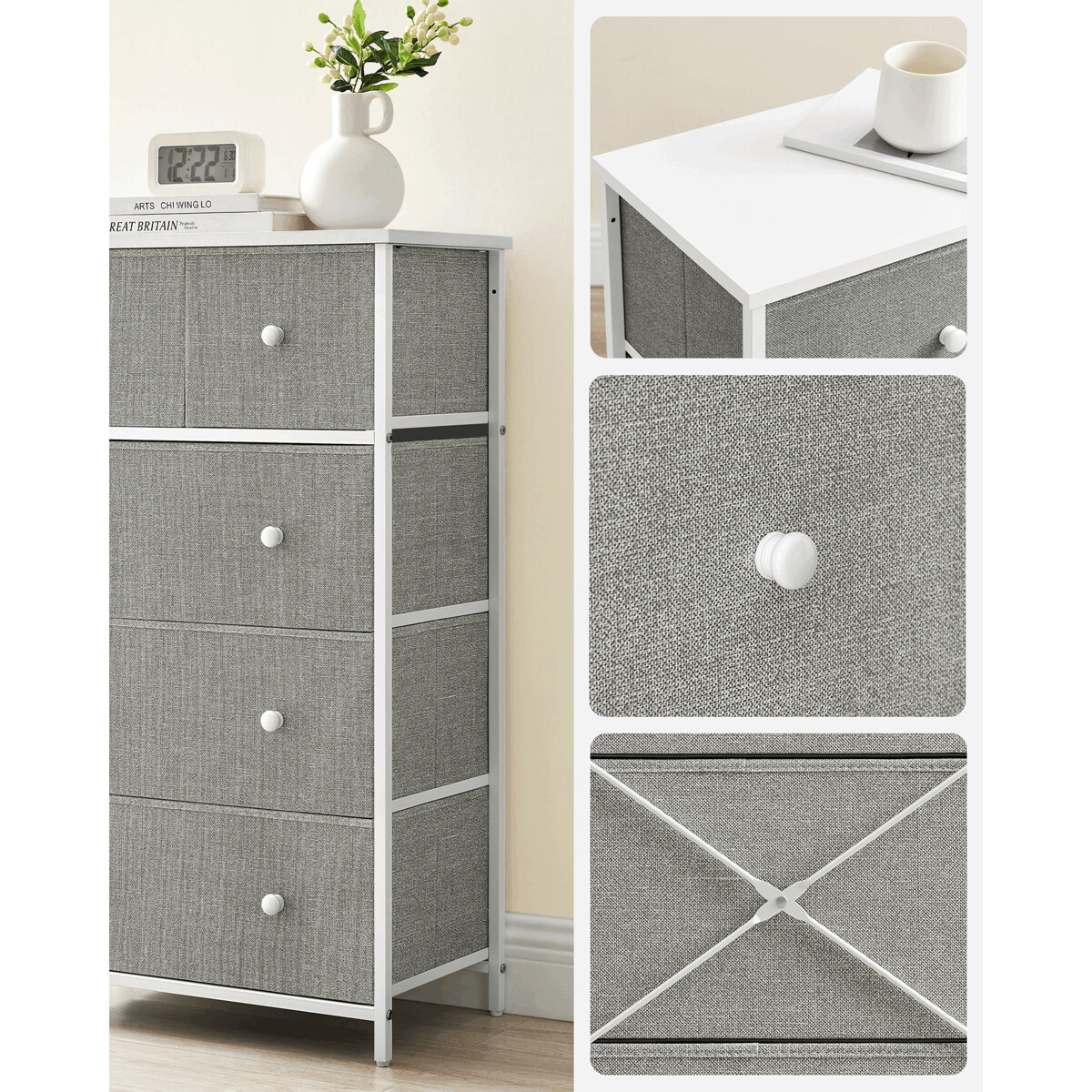 Komoda látková AUK-E1051 Biela