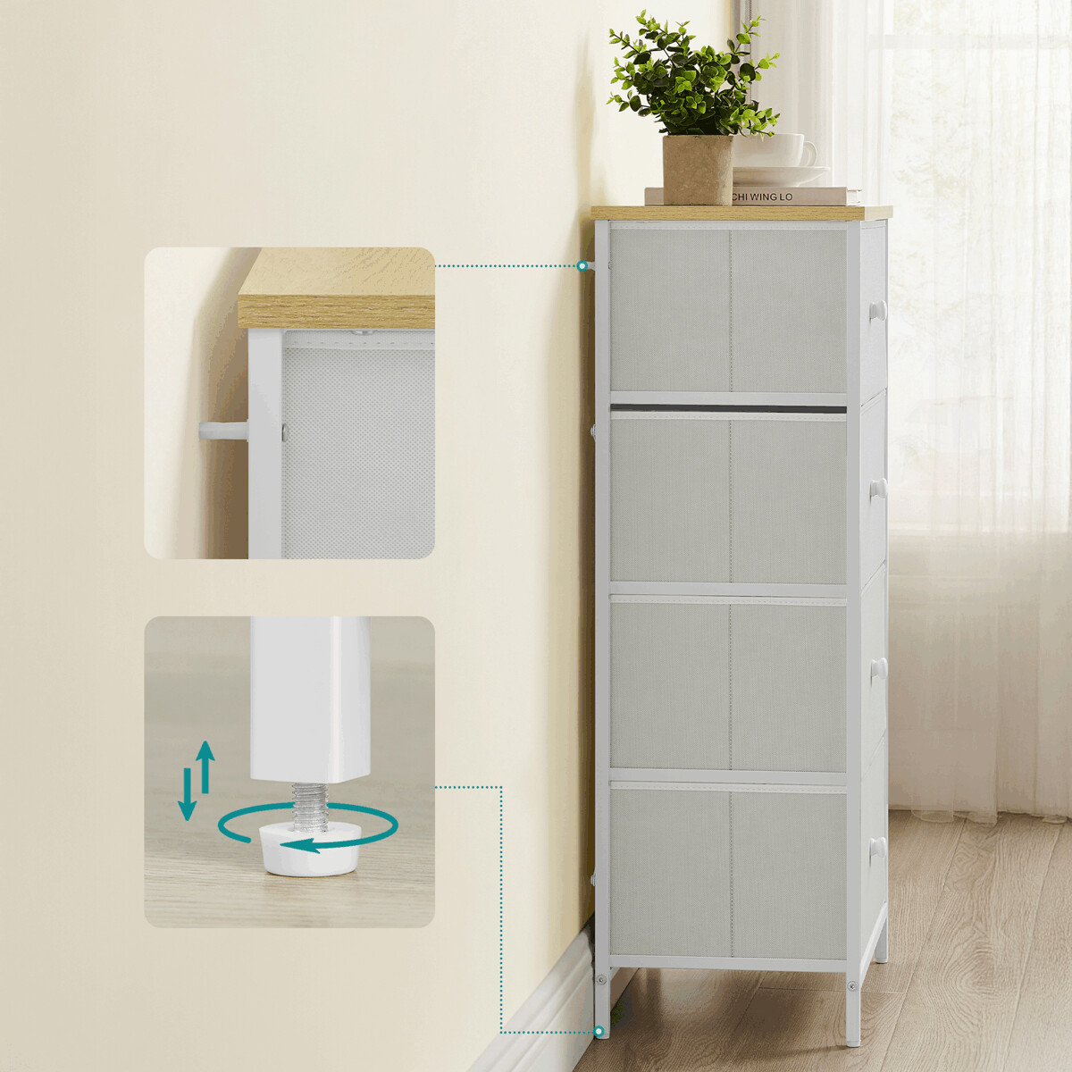 Komoda látková AUK-E1051 Sivá