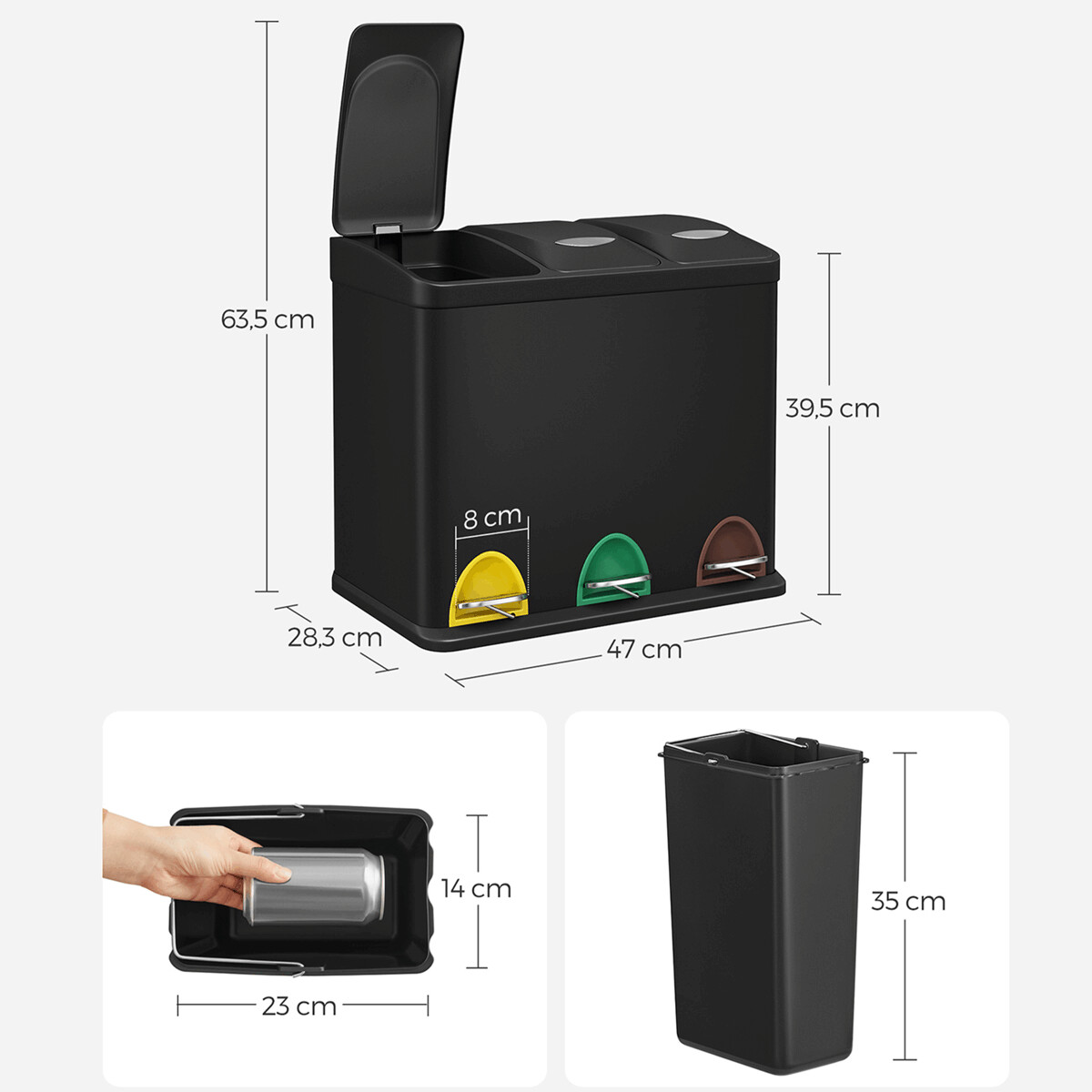 Kôš na triedený odpad AUK-E1124 Strieborná