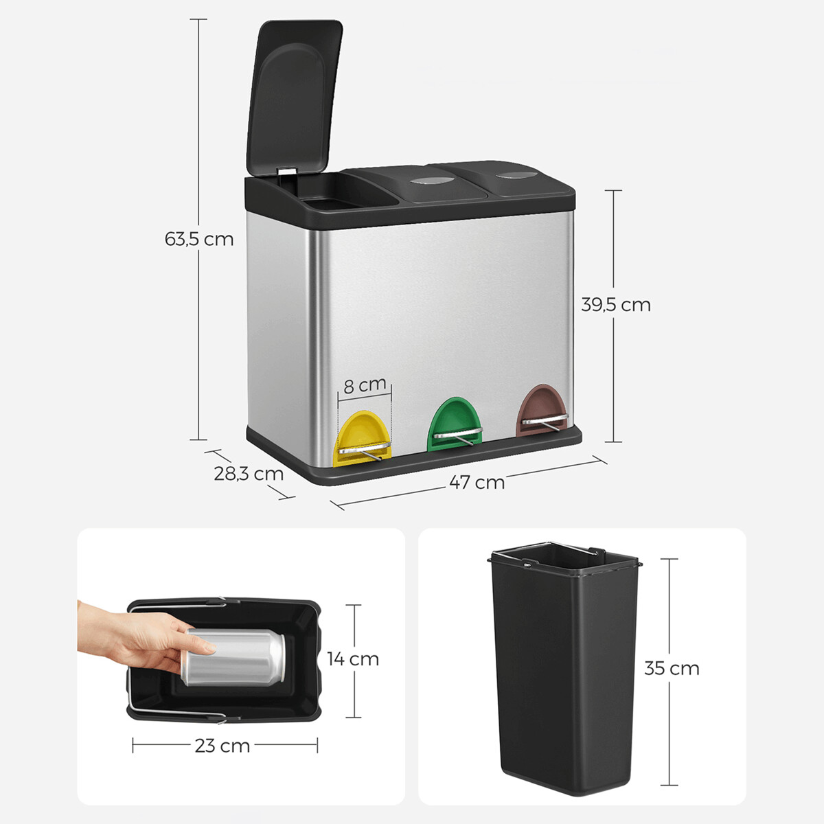 Kôš na triedený odpad kov/plast AUK-E1124 Strieborná