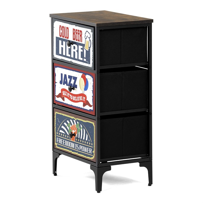 Komoda 45x30x77cm, mdf, viacfarebná, AUK-W2001 BK