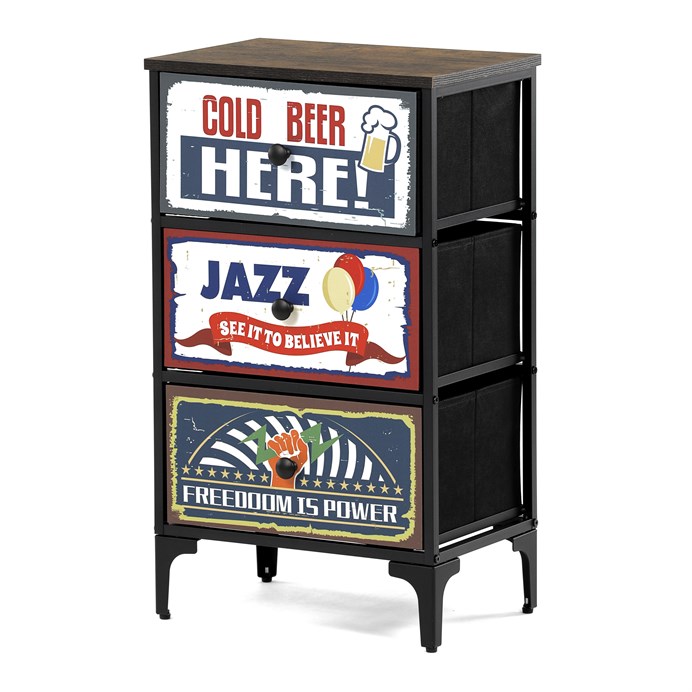 Komoda 45x30x77cm, mdf, viacfarebná, AUK-W2001 BK