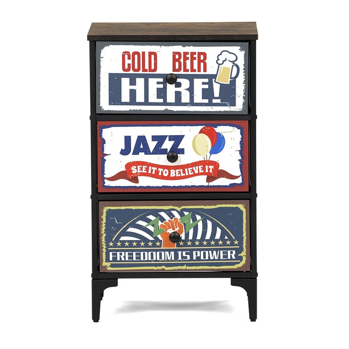 Komoda 45x30x77cm, mdf, viacfarebná, AUK-W2001 BK