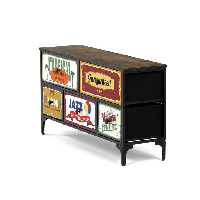 Komoda 103x30x56cm, mdf, viacfarebná, AUK-W2103 BK