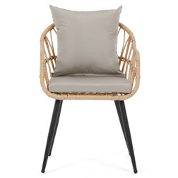 Židle zahradní,kov,umělý ratan, látka šedá