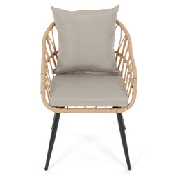 Židle zahradní,kov,umělý ratan, látka šedá