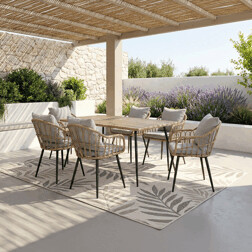 Židle zahradní,kov,umělý ratan, látka šedá