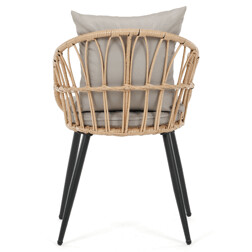 Židle zahradní,kov,umělý ratan, látka šedá