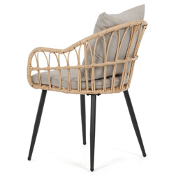 Židle zahradní,kov,umělý ratan, látka šedá