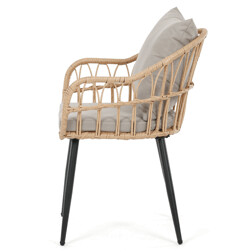 Židle zahradní,kov,umělý ratan, látka šedá