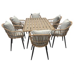 Stůl zahradní 160x95x74, kov s umělým ratanem, deska polywood