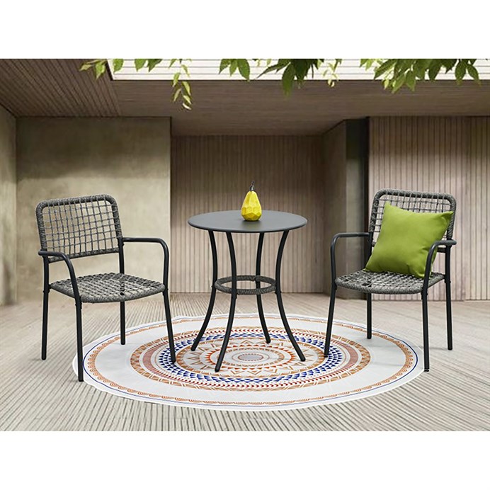 Záhradný set 1+2, kov, polyratan, sivá, AZ-L1103 GREY