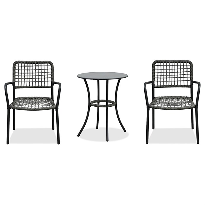 Záhradný set 1+2, kov, polyratan, sivá, AZ-L1103 GREY