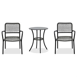 Zahradní set 1+2, stůl 60x60, židle umělý ratan barva antracit,  kov antracit