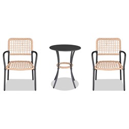 Zahradní set 1+2, stůl 60x60, židle umělý ratan barva přírodní,  kov antracit