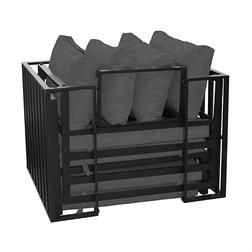 Zahradní set 2+1, stolek 75x30, multifunkční pohovka, kov antracit, tmavě šedá látka