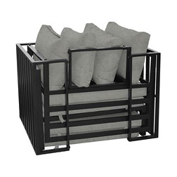 Zahradní set 2+1, stolek 75x30, multifunkční pohovka, kov antracit, světle šedá látka