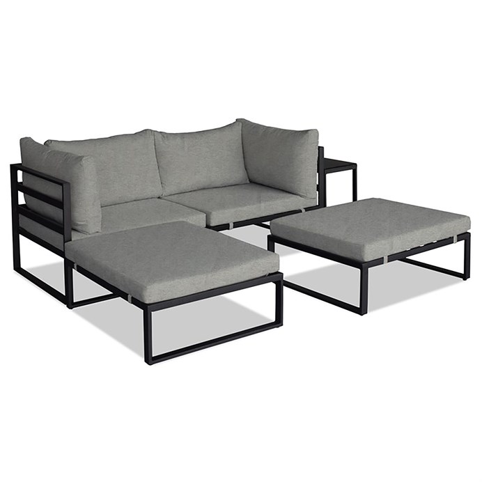 Záhradná zostava, kov, látka, sivá, AZ-L1761 SIL