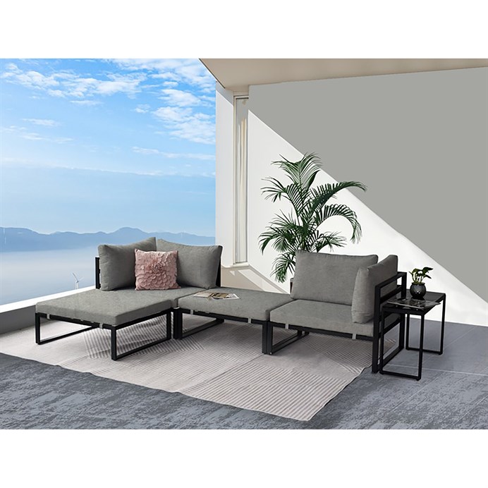 Záhradná zostava, kov, látka, sivá, AZ-L1761 SIL