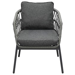 Zahradní set 1+1+2, stůl 90x48, židle a dvojsedačka, Antracitový umělý ratan, kov antracit, tmavě šedá látka.