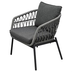 Zahradní set 1+1+2, stůl 90x48, židle a dvojsedačka, Antracitový umělý ratan, kov antracit, tmavě šedá látka.