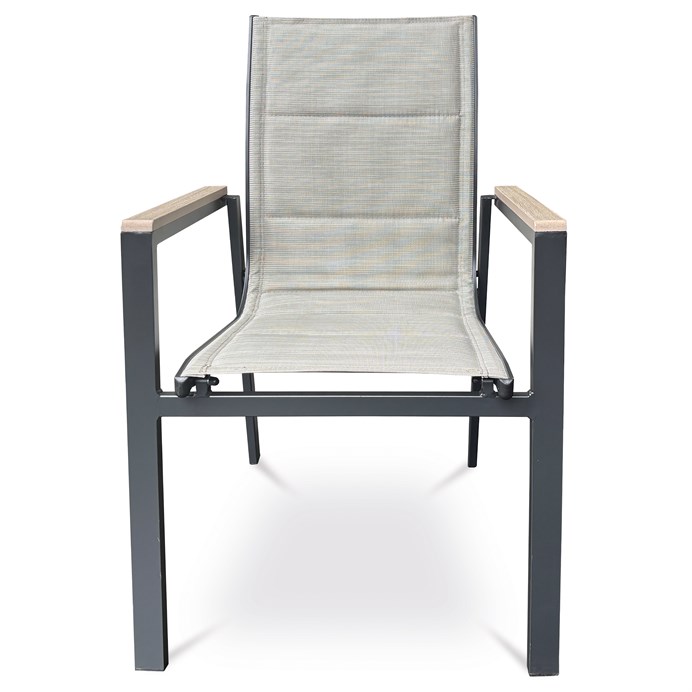 Záhradná stolička, hliník, textil, béžová, AZC-S1110 BK