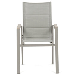 Židle zahradní béžový textilen, hliník, béžová barva, područky polywood v dekoru dubu