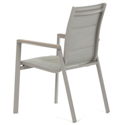 Židle zahradní béžový textilen, hliník, béžová barva, područky polywood v dekoru dubu