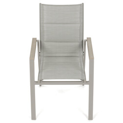 Židle zahradní béžový textilen, hliník, béžová barva, područky polywood v dekoru dubu