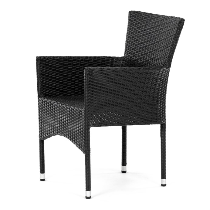 Záhradná stolička, kov, polyratan, čierna, AZC-S2117 BK