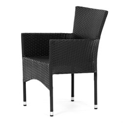 Židle zahradní, černý umělý ratan, kov, stohovatelná.