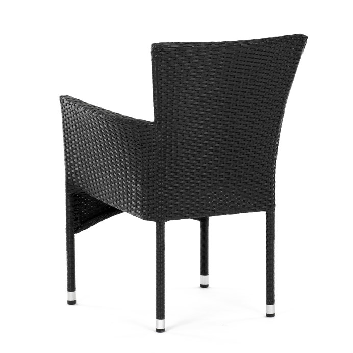 Záhradná stolička, kov, polyratan, čierna, AZC-S2117 BK