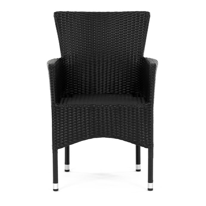 Záhradná stolička, kov, polyratan, čierna, AZC-S2117 BK