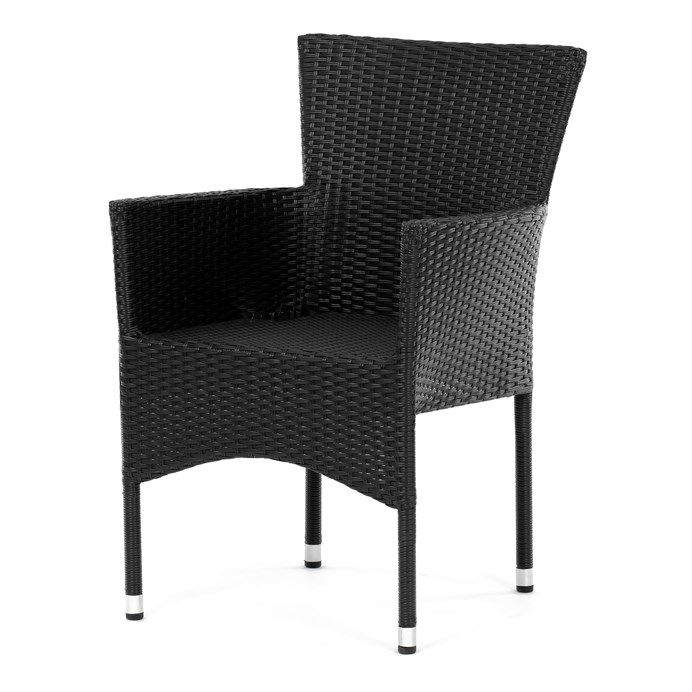 Záhradná stolička, kov, polyratan, čierna, AZC-S2117 BK