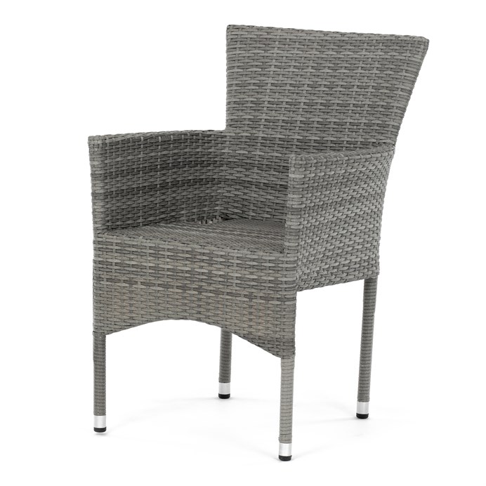 Záhradná stolička, kov, polyratan, šedá, AZC-S2118 GREY