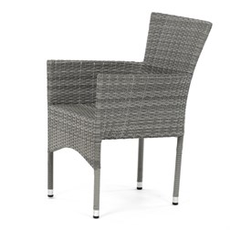 Židle zahradní, šedý umělý ratan, kov, stohovatelná.