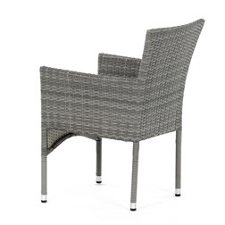 Židle zahradní, šedý umělý ratan, kov, stohovatelná.