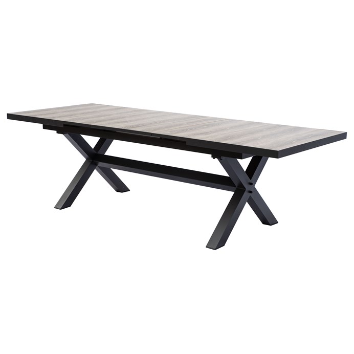 Záhradný stôl rozkladací 200+60 cm, keramická doska, hliník, čierna, AZT-G1920 GREY