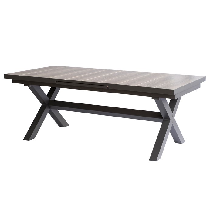 Záhradný stôl rozkladací 200+60 cm, keramická doska, hliník, čierna, AZT-G1920 GREY