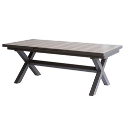 Stůl zahradní rozkládací, keramická deska v dekoru dub 200+60x100x77 cm, hliníková konstrukce