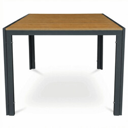 Stůl zahradní 90x90x73, deska polywood v dekoru dubu, šedá kovová konstrukce