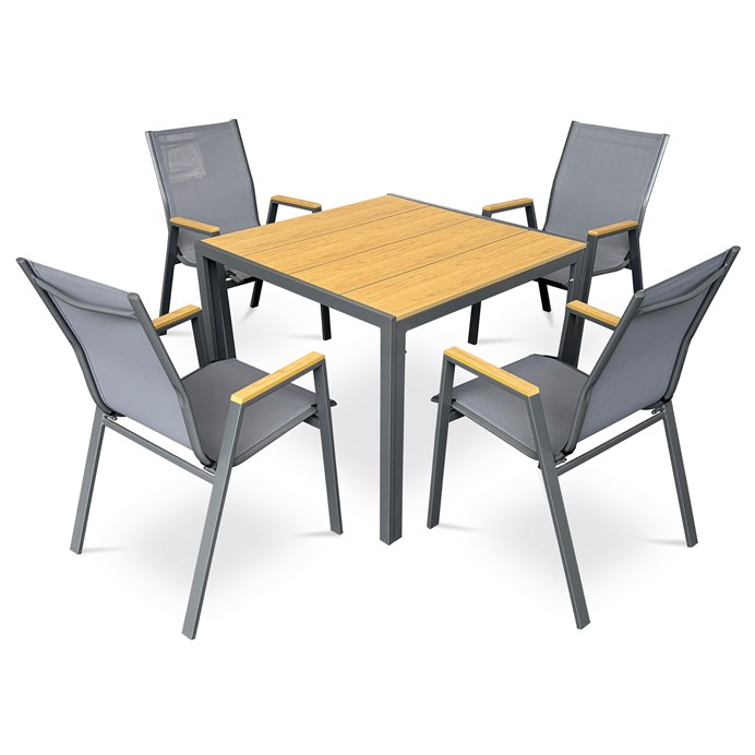 Záhradný stôl, kov hnedá, AZT-S1209 OAK