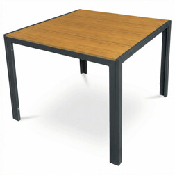 Stůl zahradní 90x90x73, deska polywood v dekoru dubu, šedá kovová konstrukce