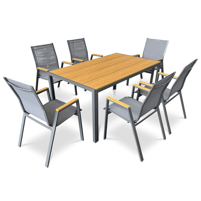 Záhradný stôl, kov hnedá, AZT-S1215 OAK