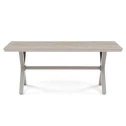 Stůl zahradní 180x100x75, deska polywood v dekoru světlého dubu, hliníková konstrukce, béžová barva